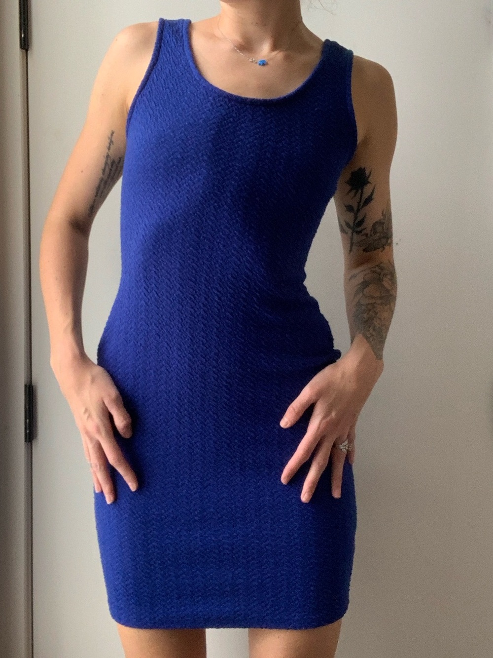 Sleeveless Knit Mini Dress in Cobalt Blue